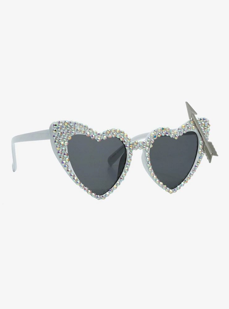 White Bling Arrow Heart Sunglasses