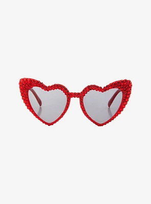 Red Bling Heart Sunglasses