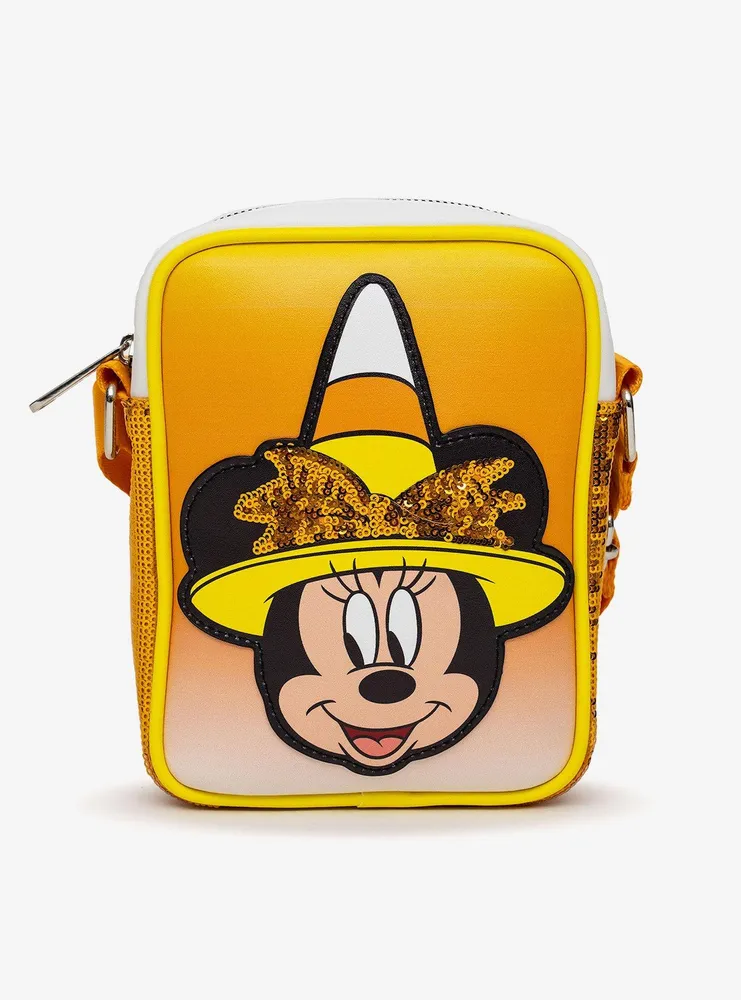 Disney Minnie Mouse Witch with Orange Sequin Bow Crossbody Bag