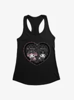 My Melody & Kuromi Black Lacey Heart Womens Tank Top