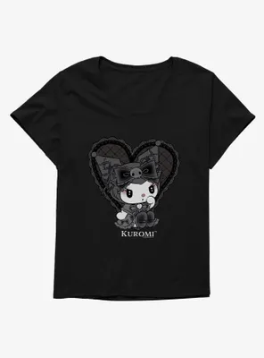 Kuromi Lacey Black Heart Womens T-Shirt Plus