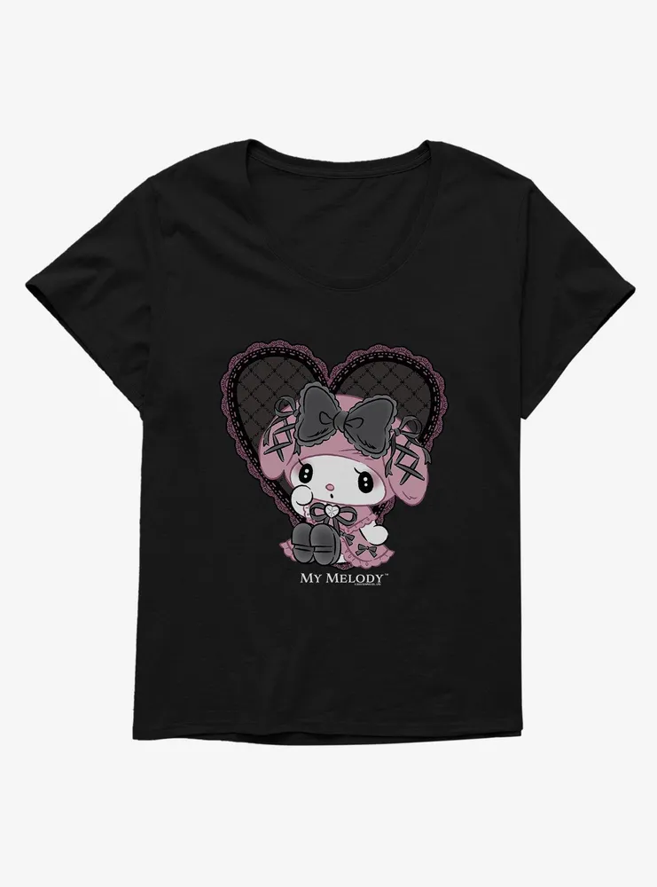 My Melody Lacey Black Heart Womens T-Shirt Plus