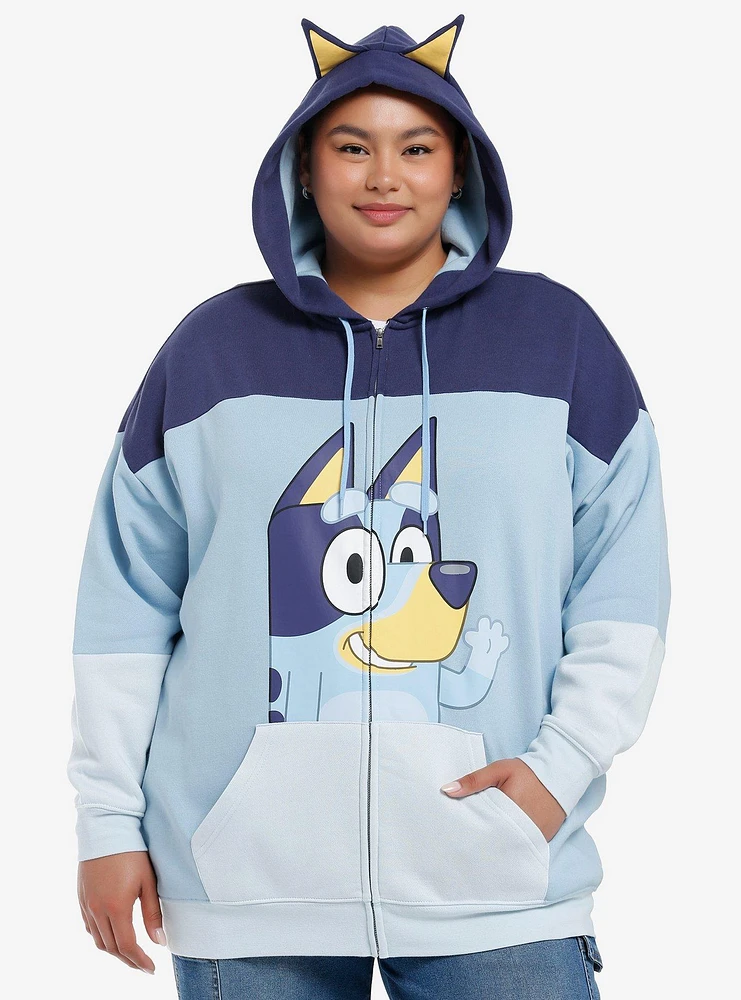 Bluey 3D Ears Color-Block Girls Hoodie Plus