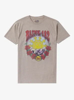 Blink-182 Roses Logo Heather Oatmeal Boyfriend Fit Girls T-Shirt