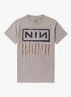 Nine Inch Nails Scratch Marks Heather Oatmeal Boyfriend Fit Girls T-Shirt