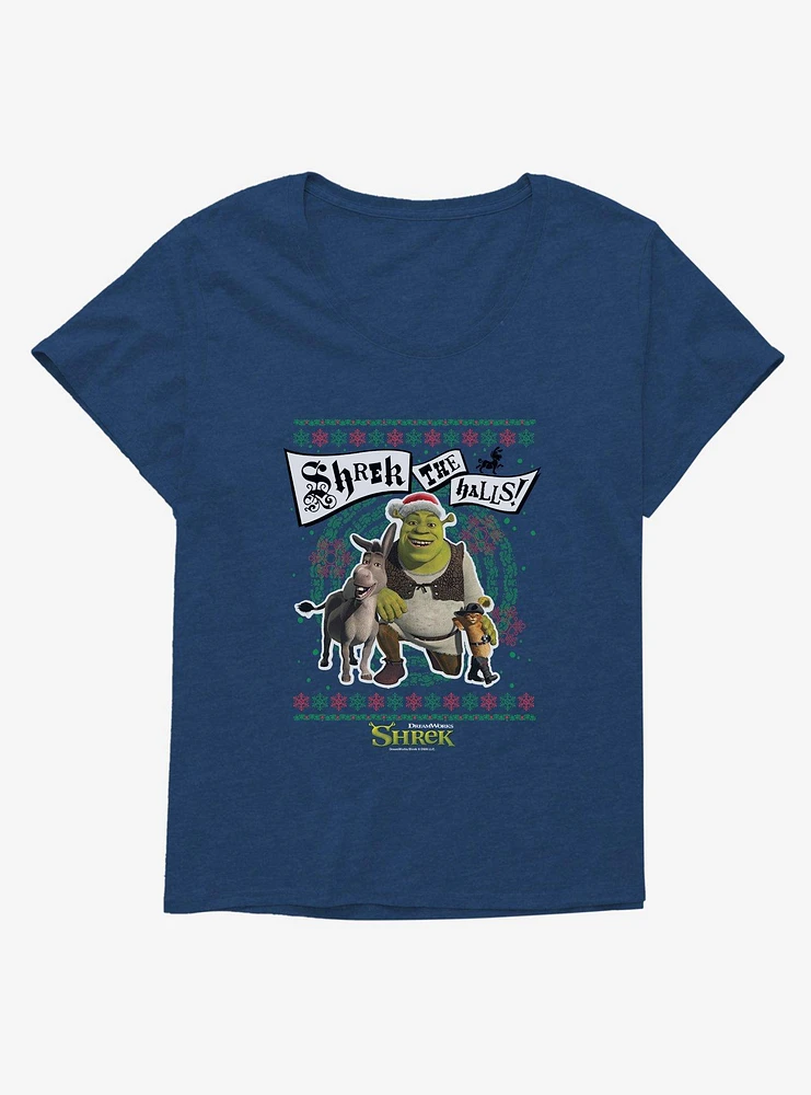 Shrek The Halls! Group Ugly Christmas Sweater Girls T-Shirt Plus