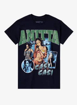 Anitta Photo Collage Glitter Logo Boyfriend Fit Girls T-Shirt