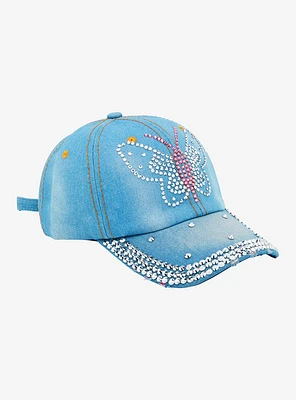 Bling Butterfly Denim Dad Cap