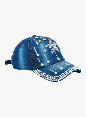 Denim Bling Star Dad Cap