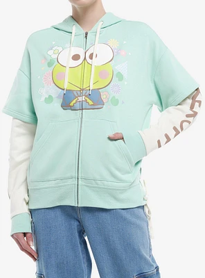 Keroppi Wagara Pastel Twofer Girls Hoodie