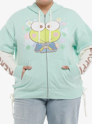 Keroppi Wagara Pastel Twofer Girls Hoodie Plus