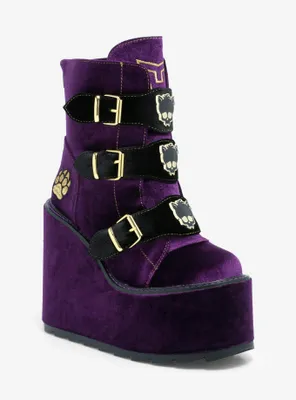 YRU Monster High Clawdeen Dune Lo Velvet Platform Boots