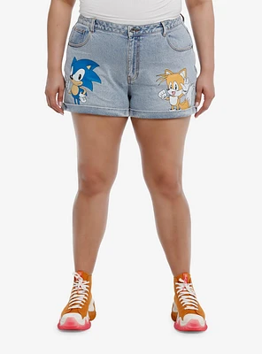 Sonic The Hedgehog & Tails Mom Shorts Plus