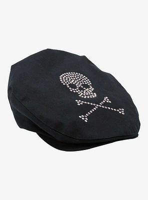 Rhinestone Skull & Crossbones Flat Cap