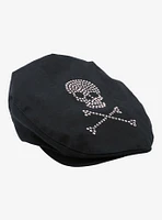 Rhinestone Skull & Crossbones Flat Cap