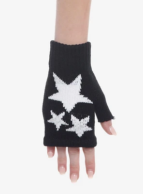 Black & White Stars Fingerless Gloves