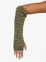 Green & Brown Knit Arm Warmers