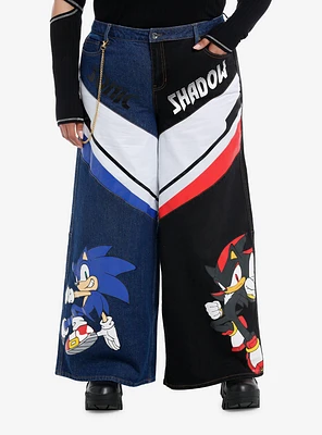 Sonic The Hedgehog Shadow & Split Wide Leg Denim Pants Plus