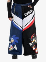 Sonic The Hedgehog Shadow & Split Wide Leg Denim Pants Plus