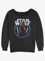 Star Wars Ahsoka Dual Lightsabers Womens Slouchy Sweatshirt