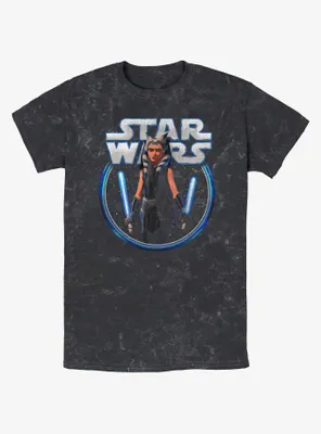 Star Wars Ahsoka Dual Lightsabers Mineral Wash T-Shirt