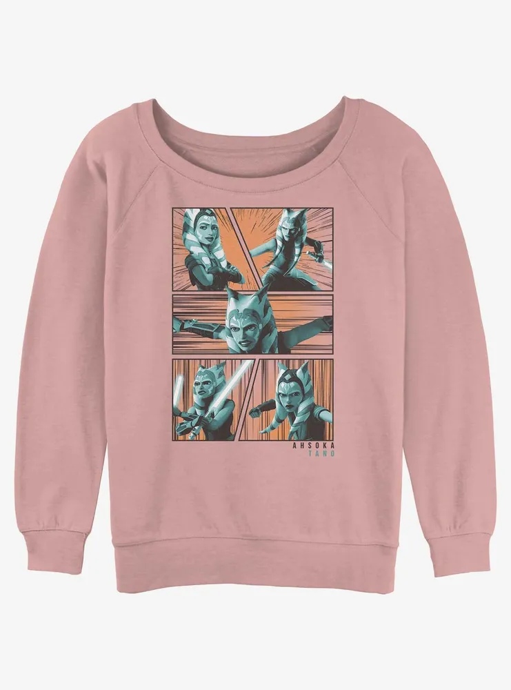 Star Wars Ahsoka Action Panels Womens Slouchy Sweatshirt