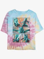 Star Wars Ahsoka Action Panels Womens Tie-Dye Crop T-Shirt