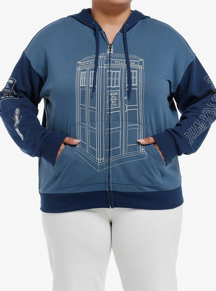 Her Universe Doctor Who TARDIS Color-Block Girls Oversized Hoodie Plus