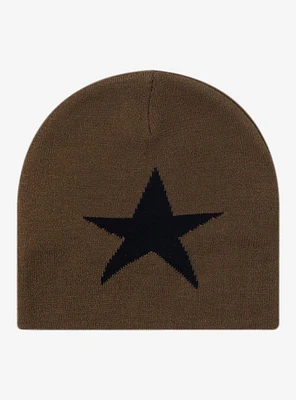 Olive & Black Star Beanie