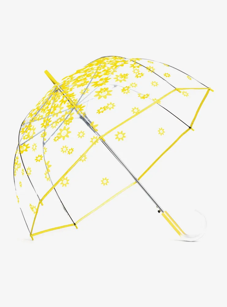 52" Bubble Stick Auto Open Umbrella Smiley Flower