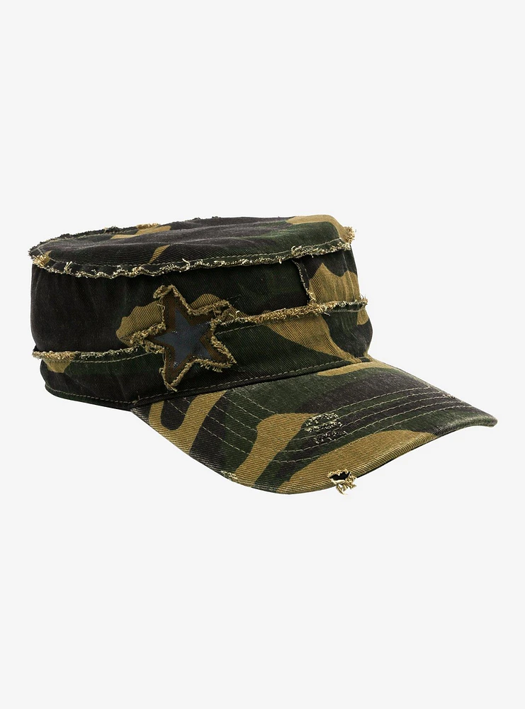 Camo Distressed Star Cadet Cap