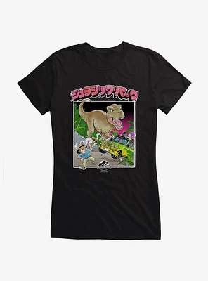 Jurassic Park T-Rex Attack Anime Girls T-Shirt
