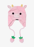 Squishmallows Pink Cow Tassel Beanie