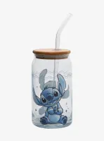 Disney Lilo & Stitch Sparkle Portrait Glass Cup With Straw