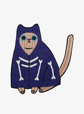 Cat With Skeleton Costume Patch