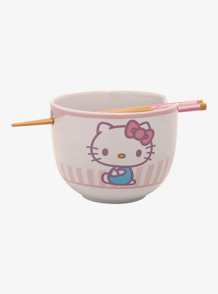 Sanrio Hello Kitty Striped Ramen Bowl and Chopsticks