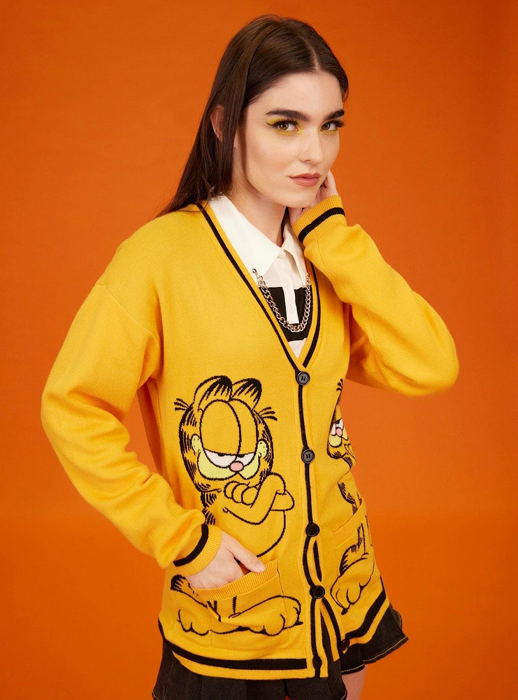 Garfield Jumbo Print Girls Intarsia Cardigan