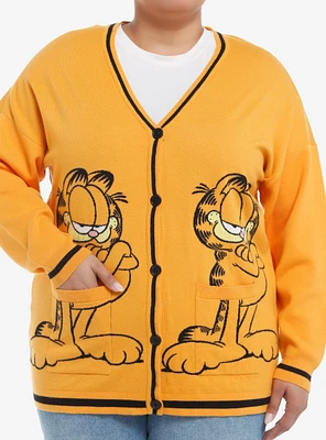 Garfield Jumbo Print Girls Intarsia Cardigan Plus