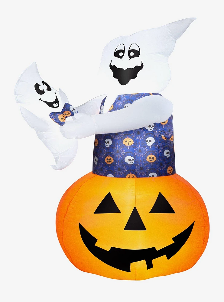 Whimsical Pumpkin Ghost with Baby Airblown