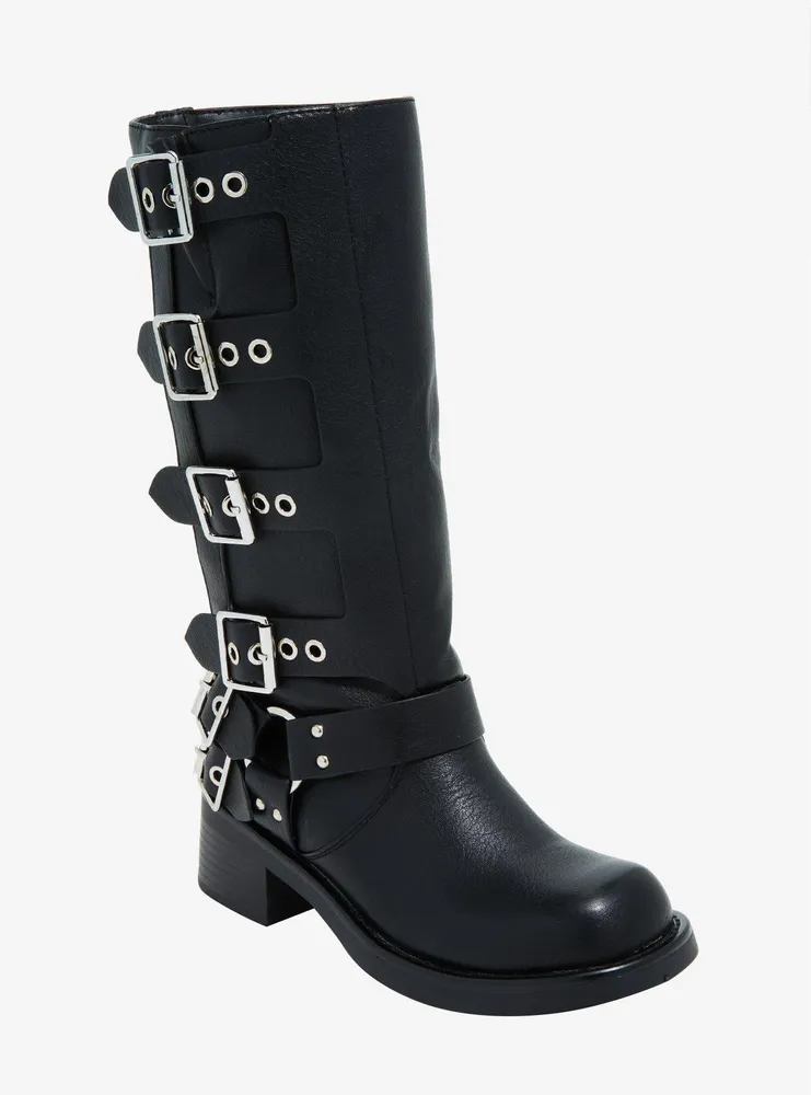 Azalea Wang Black Buckle Harness Boot