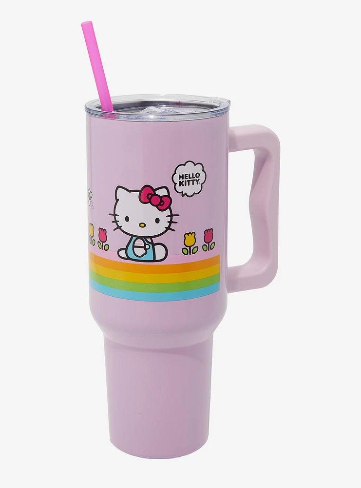 Sanrio Hello Kitty Rainbow Straw Tumbler with Handle