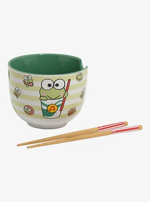 Sanrio Keroppi Striped Ramen Bowl with Chopsticks