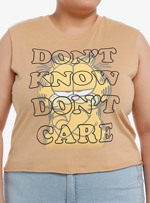 Garfield Don't Know Care Girls Crop Muscle Tank Top Plus