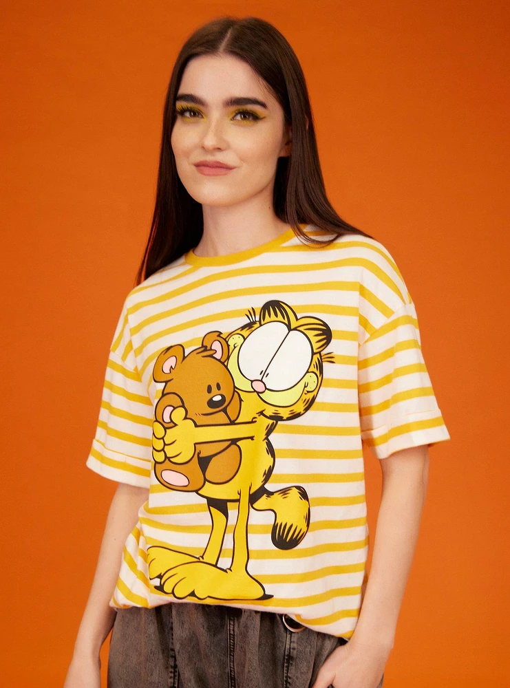 Garfield Stripe & Pooky Girls Oversized T-Shirt