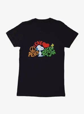 Peanuts Peace Love Recycle Womens T-Shirt