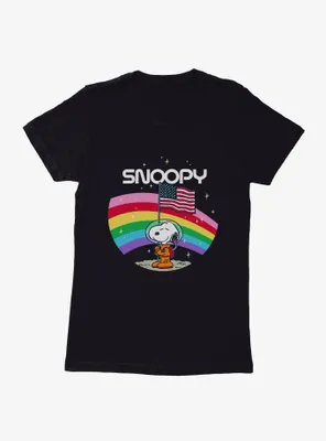 Peanuts Rainbow Snoopy On The Moon Womens T-Shirt