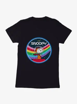 Peanuts Rainbow Space Snoopy Womens T-Shirt