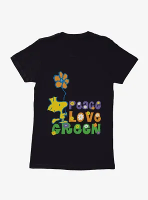 Peanuts Peace Love Green Womens T-Shirt