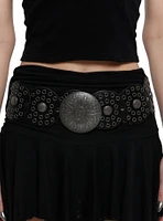Black & Silver Circle Grommet Hip Belt