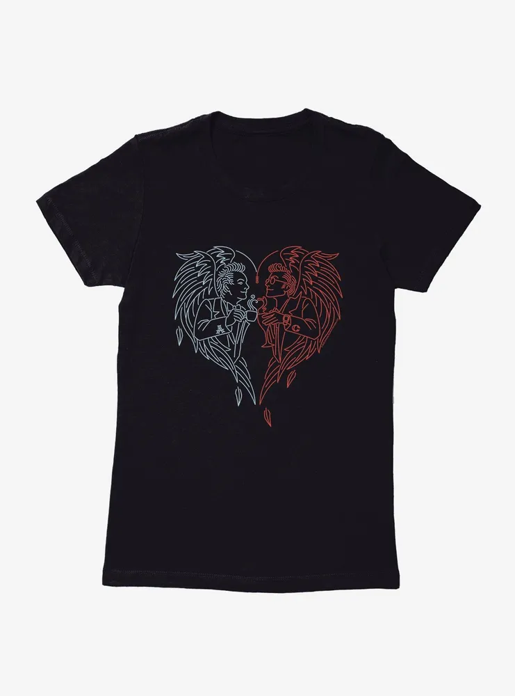 Good Omens Line Art Aziraphale & Crowley Womens T-Shirt